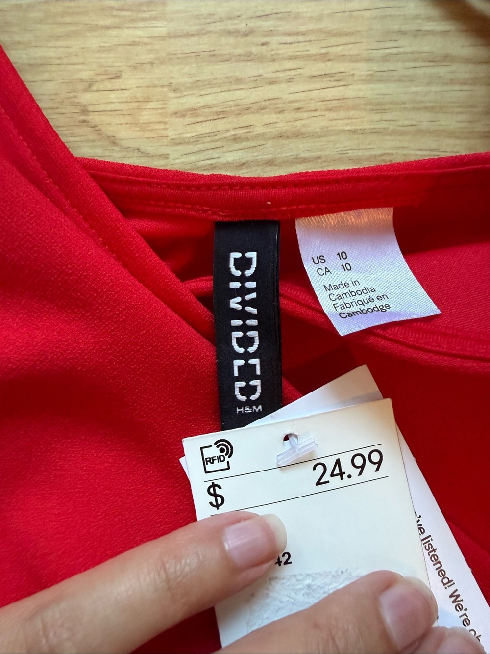 H&M Red Ruched Side Mini Slip Dress - Picture 4 of 5